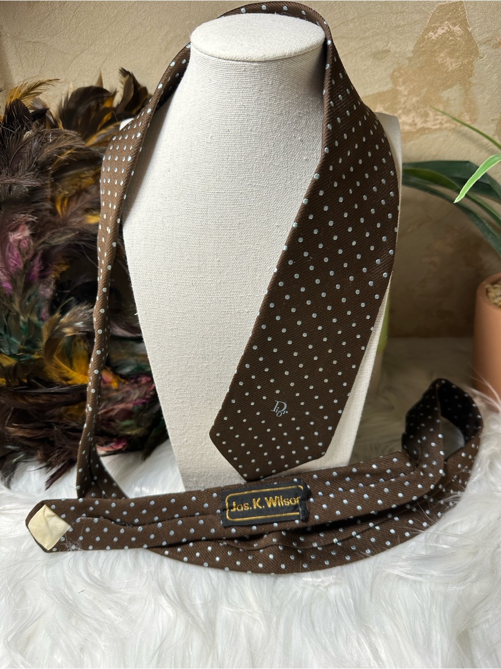 Vintage Dior Brown Polka Dot Men's Tie
